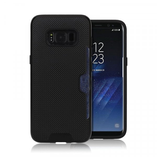 Wholesale Galaxy S8 Credit Card Hybrid Case (Black)